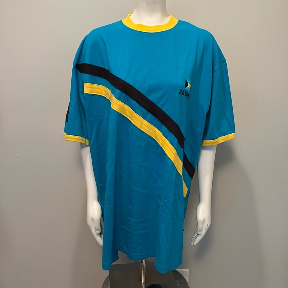 Bahamas Soccer Themed Sports Men’s Crew Neck T-Shirt with Embroidered Flags 3XL